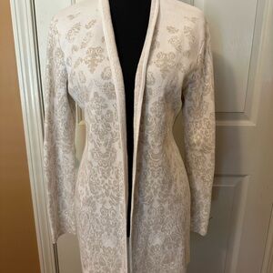 Chico's Ivory Knit Cardigan with Metallic Thread